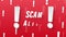 Banner with red scam alert. Attention sign. Cyber security icon. Caution warning sign sticker. Flat warning symbol