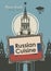 Banner restaurant russian cuisine with Kremlin