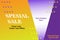 Banner sale design and special offers in orange and purple gradations with italics, vector illustration EPS