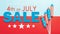 Banner sale in honor of Independence Day celebration on July 4 in America