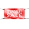 Banner seasonal sale with four ropes on the corner