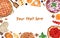 Banner selection of homemade autumn pies. Watercolor illustration