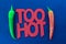 Banner set Too Hot frame hot pepper green red pod design base culinary menu decoration