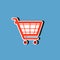 Banner with Shopping cart vector icon and copy space for stores, shops, other commerce