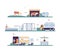 Banner shows milk dairy products manufacturing, vector illustration isolated.