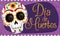 Banner with Smiling Mexican Skull Celebrating \