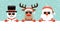 Banner Snowman Reindeer And Santa Sunglasses Holding Label Snow Turquoise