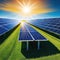 Banner Solar Power Photovoltaic panels of solar power station in landscape at