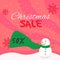 Banner square christmas sale with snowman using scraft