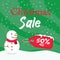 Banner square christmas sale with snowman using scraft holding discount tag