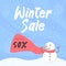 Banner square winter sale with snowman using scraft