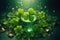 Banner St. Patrick's Day abstract dark background decorated with green