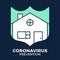 Banner stay at home shield icon vs or versus coronavirus concept protection covid-19 sign vector illustration. COVID-19 prevention