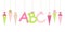 Banner Straight Hanging School Cornets Girl And ABC Letters Pink Green