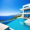 banner summer luxury estate villa with large swimming Luxury modern estate property on hill with stunning sea Summer