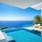 banner summer luxury estate villa with large swimming Luxury modern estate property on hill with stunning sea Summer