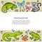 Banner template with Set of Madagascar animals. Hand drawn vector illustration