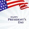 Banner text Happy President`s Day American flag ribbon stars stripes on a light background Patriotic American theme USA flag