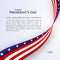 Banner text Happy President`s Day American flag ribbon stars stripes on a light background Patriotic American theme USA flag