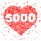 Banner in thanks for 5000 followers for social network with heart shape design template