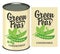 Banner with a tin can and a label for green peas