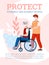 Banner to protect yourself and elderly people in pandemic, vector illustration.