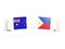 Banner with two square flags of Australia and philippines