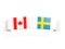 Banner with two square flags of canada and sweden