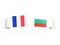 Banner with two square flags of France and bulgaria