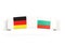 Banner with two square flags of Germany and bulgaria