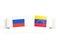 Banner with two square flags of Russia and venezuela