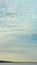 BANNER, VERTICAL STORY Atmosphere panorama white cloud clear blue sky horizon line calm empty sea. Concept paradise life