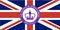 Banner for website with The Queens Platinum Jubilee icon. 70th anniversary throne celebration in England. Bunting purple