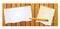 Banner wood texture with notepad pencil