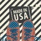 Banner with words Made in USA and sneakers