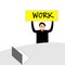 Banner with the words `WORK`.