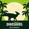 Banner World of dinosaurs. Prehistoric world. Parasaurolophus. Cretaceous period.