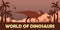 Banner World of dinosaurs. Prehistoric world. Parasaurolophus. Cretaceous period.