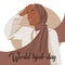 The banner of the World Hijab Day. A Muslim woman in a hijab. Arab woman. 1 February. Happy World Women's Day in