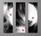 Banners with abstract black ink wash painting on white background. Traditional Japanese ink painting sumi-e. Contains
