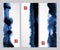 Banners with abstract blue ink wash painting in East Asian style. Traditional Japanese ink painting sumi-e. Hieroglyph -