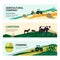 Banners of agricultural company, farming, livestock