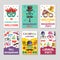 Banners or cards set with illustrations of funny tools for masquerade. Design template with place for your text