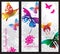 Banners with colorful butterflies