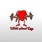 Banners graphic vector for world heart day for a healthy heart with diligent exercise lifting barbells