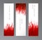 Banners with red blood splashes on realistic paper background.