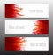 Banners with red blood splashes on realistic paper background.