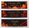 Banners with sample text and floral composition