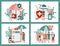 Banners set for insurance in case of injury and trauma flat vector illustration.