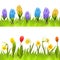 Banners with spring flowers, tulips, daffodils and hyacinths